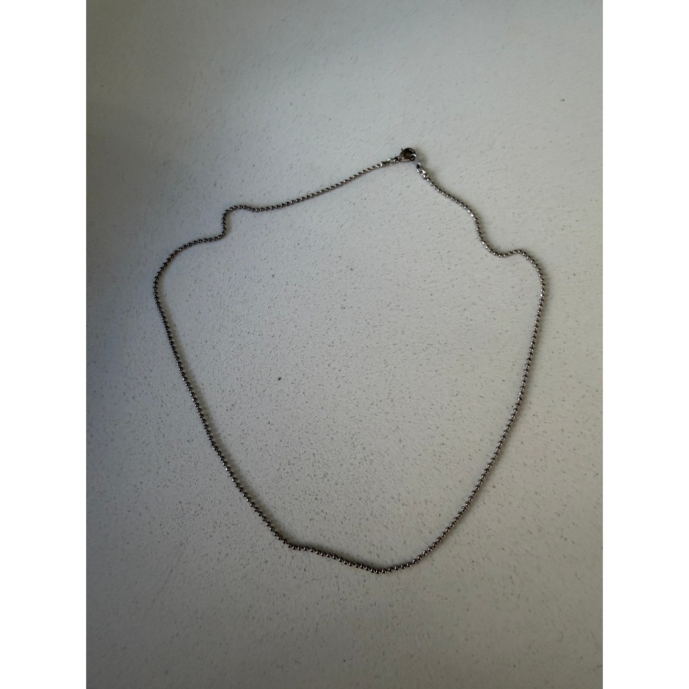 Unisex Silver Tone Ball Chain Necklace Minimalist Industrial Bead Strand